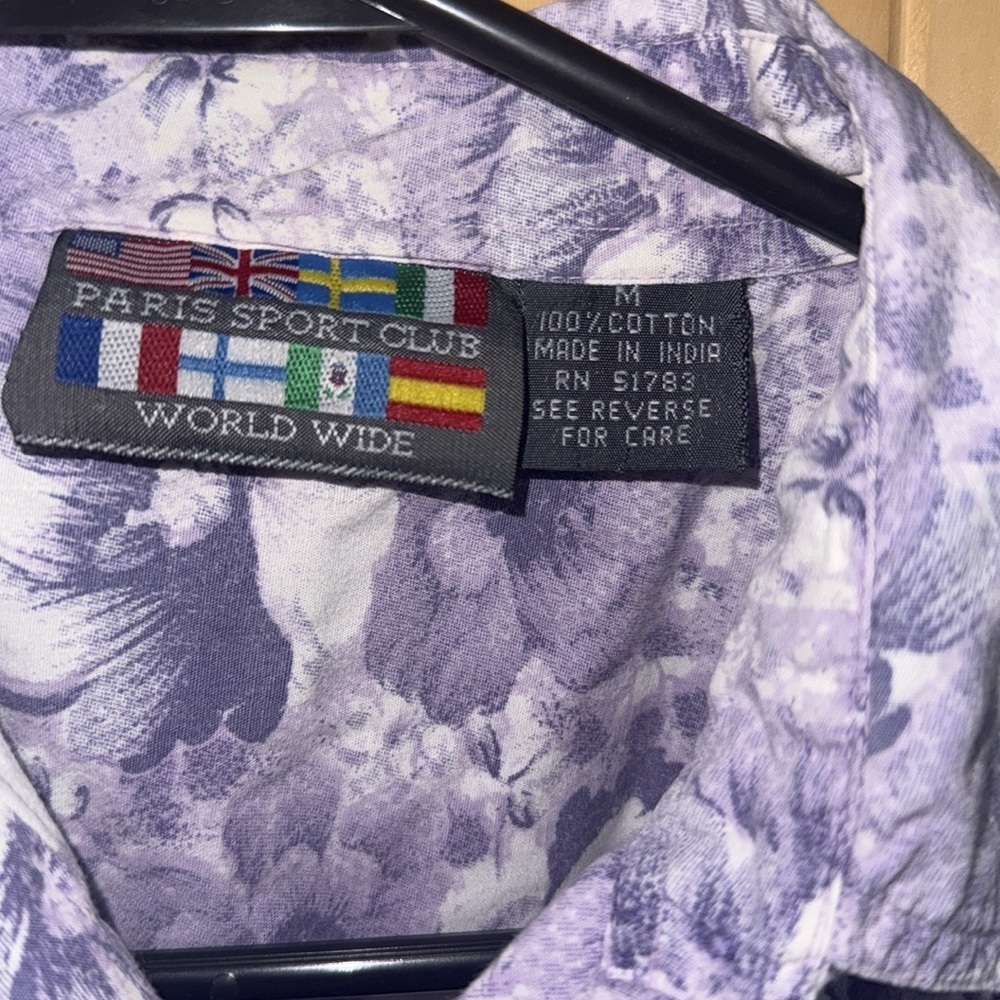 Paris Sport Club World Wide Floral Purple Men's Shirt - Picture 2 of 3